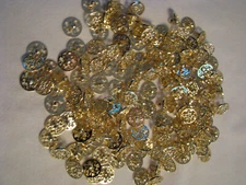 100 Lightweight Plastic Gold Filigree 5/8" Shank Buttons