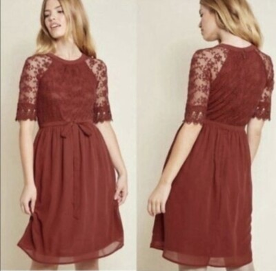 modcloth burgundy dress Midsummer Flutter Fit & Flare Dress