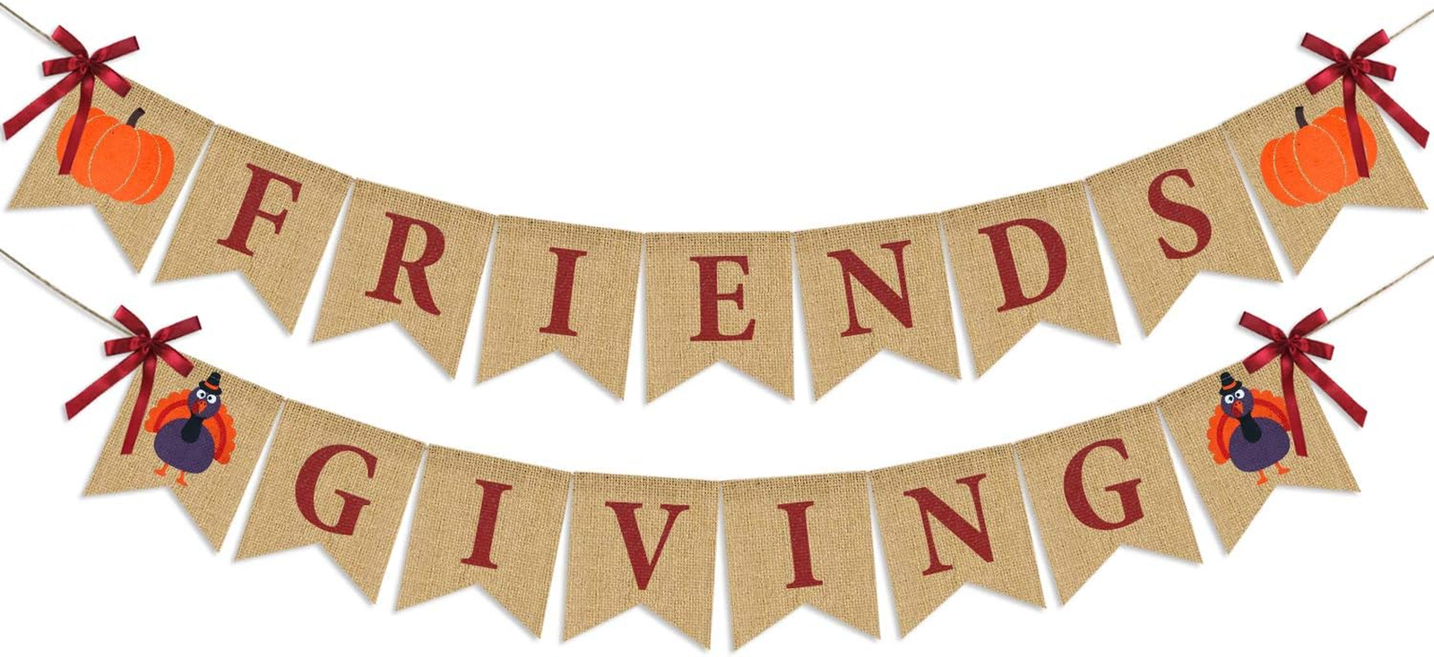 Friendsgiving Burlap Banner for Thanksgiving Table Decor