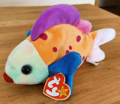 Ty Beanie Babies Lips der bunte Fisch Sammlungsauflösung gut erhalten