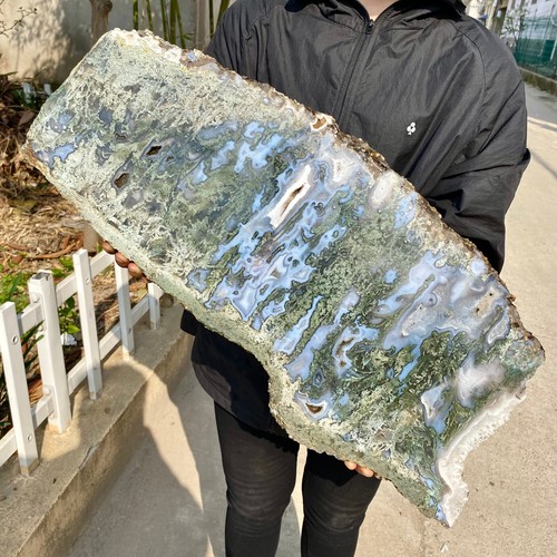 21.5LB Large Natural agate water grass quartz Slice polishing healing meditation - Bild 1 von 20