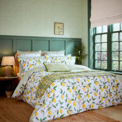 William Morris & Co Zitronenbaum 100 % Baumwolle Bettbezug ODER Kissenbezug blattgrün