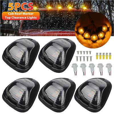 5PCS Smoke LED Cab Roof Lights Marker Amber For Ford F-250 F-350 F450 Super Duty