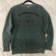 Gymnastics Sweatshirt Women Size S Small Comfort Colors Distressed Green Gymnast