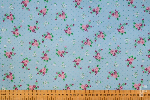 Rosen & Nadel Punkte Blumen Design – Bedruckt Polycotton Stoff - Feder - Bild 6 von 20