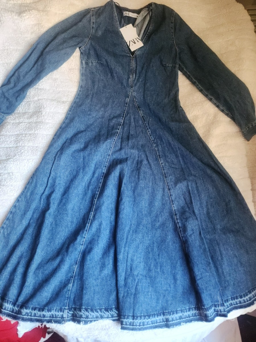 ZARA Tilda Dress DENIM MINIMALIST Midi DRESS BLUE Size XS available BNWT |  eBay UK