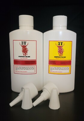THIN & Medium CA Glue -3T Large 8 oz Bottles - ''Super Glue'' Adhesive