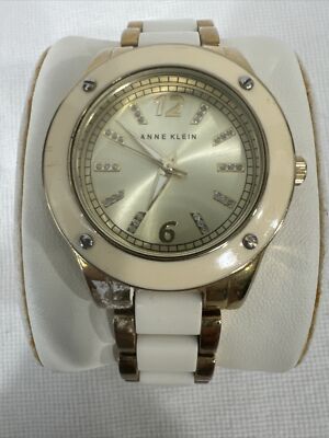 Anne Klein 10/9180 Y121E Watch Gold Plated Womens Ceramic Swarovski Crystal