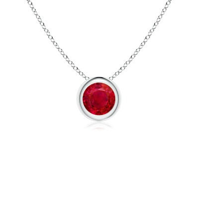 0,50 ct. echter Rubin Einfassung Anhänger Schieber Halskette in Sterlingsilber
