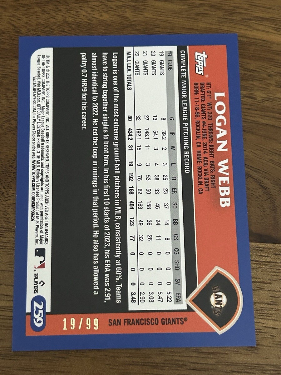 2023 Topps Archives #259 Logan Webb Green Foil #/99 SP GIANTS | eBay
