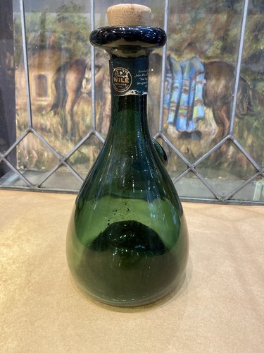Danish Holmegaard Cherry Elsinore Wine Bottle Green Glass Carafe CE Crown - Picture 3 of 6