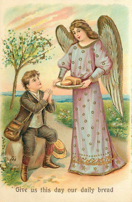 Postcard Religious Give Us Daily Bread Divided Unposted Germany Made C. 1910