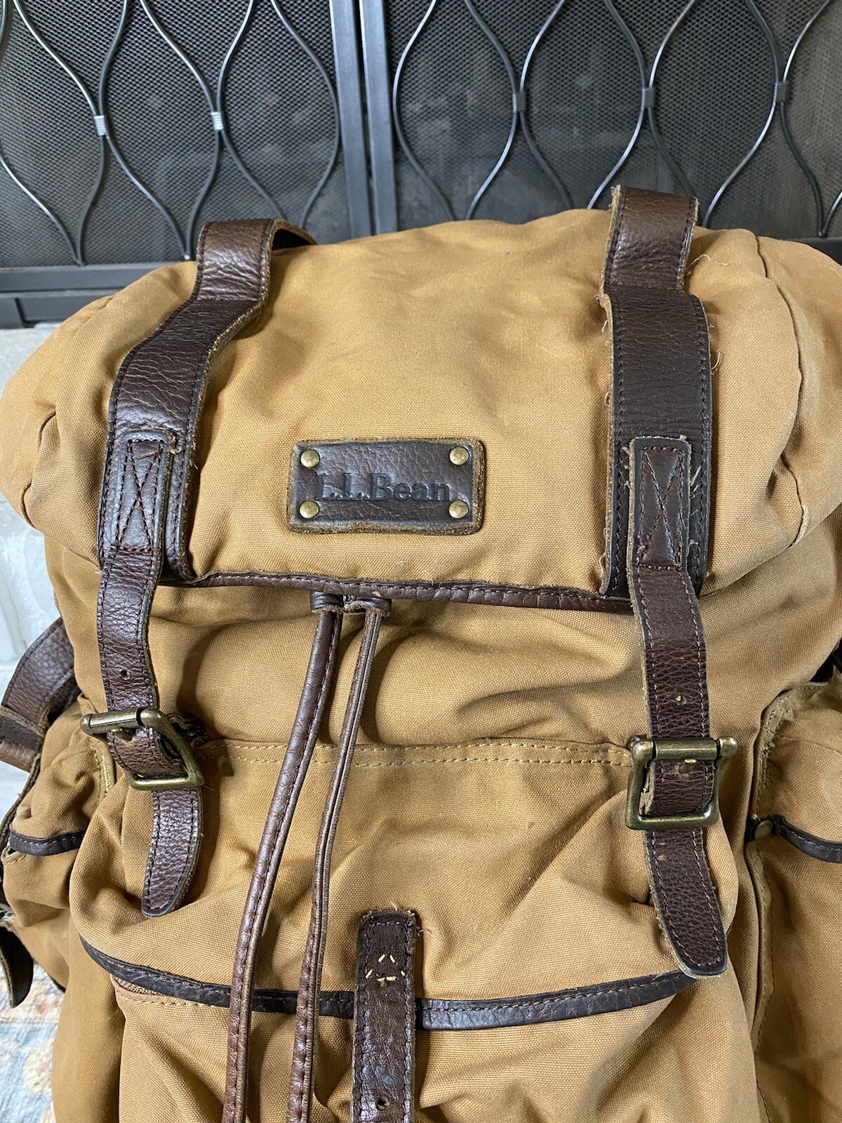 LL Bean Continental Rucksack Waxed Canvas & Leather Backpack Bag eBay