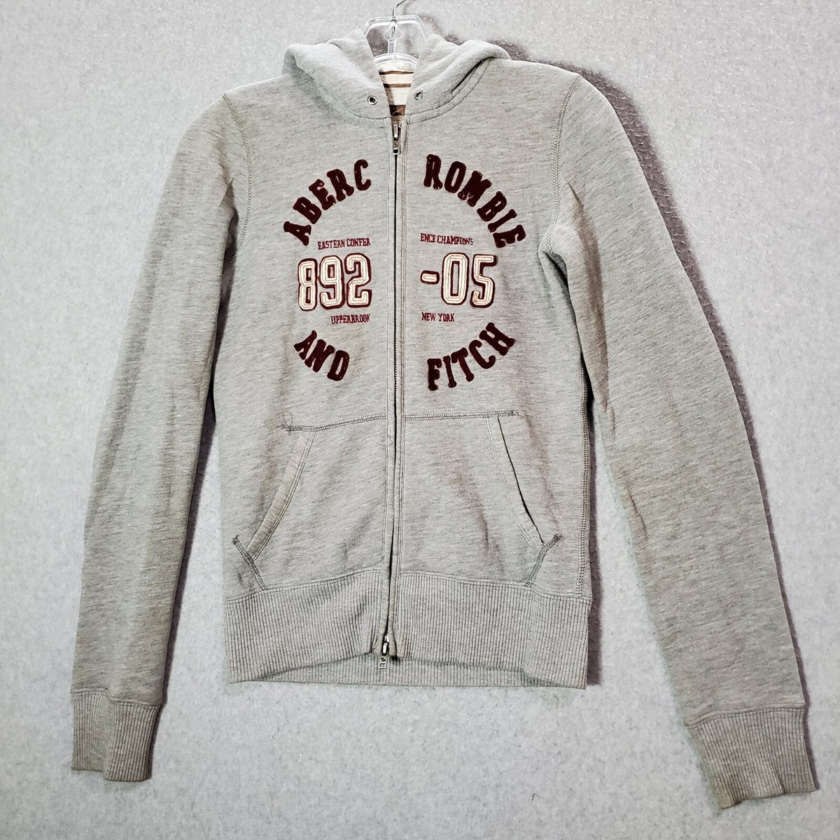 VINTAGE Abercrombie Women Sweatshirt Small Gray Hoodie Logo