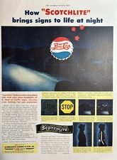 1948 3M Company Scotchlite Signs To Life Night Pepsi Cola Reflect VTG Print Ad