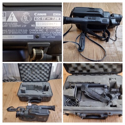 VINTAGE CANON E50A VIDEO CAMCORDER CANOVISION 8 8X WITH CASE  FOR PARTS UNTESTED
