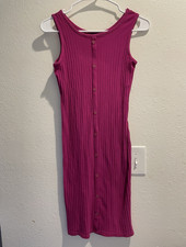Art Class Target Girls XL 14/16 Pink Ribbed Button Down Tank Dress Sleeveless
