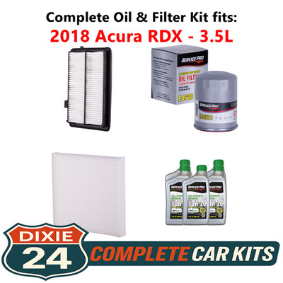 2018 Acura RDX 3.5L Complete Cabin, Air & Oil Filter Kit (0W-20)