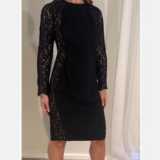 Zimmermann Dress Size AU/UK 2 US 6 Black Shift Lace Mini Long Sleeves Classic
