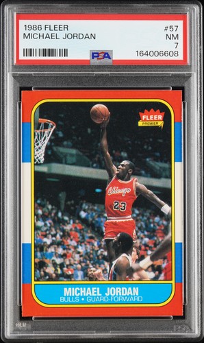 1986 FLEER #57 MICHAEL JORDAN ROOKIE RC PSA 7