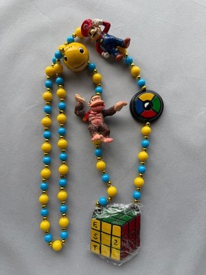 VTG Mardi Gras Beads 46'' Sunfest 2010 Gaming Rubic Mario PacMan DonkeyKong Simon