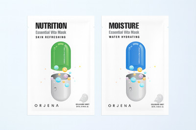 ORJENA Nutrition Essential Vita Sheet Mask Skin Refreshing and Hydrating, 2 Pack