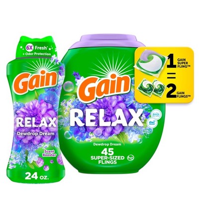 Gain Laundry Bundle: Super Sized Flings, 3-in-1 Detergent Pacs with Febreze... 