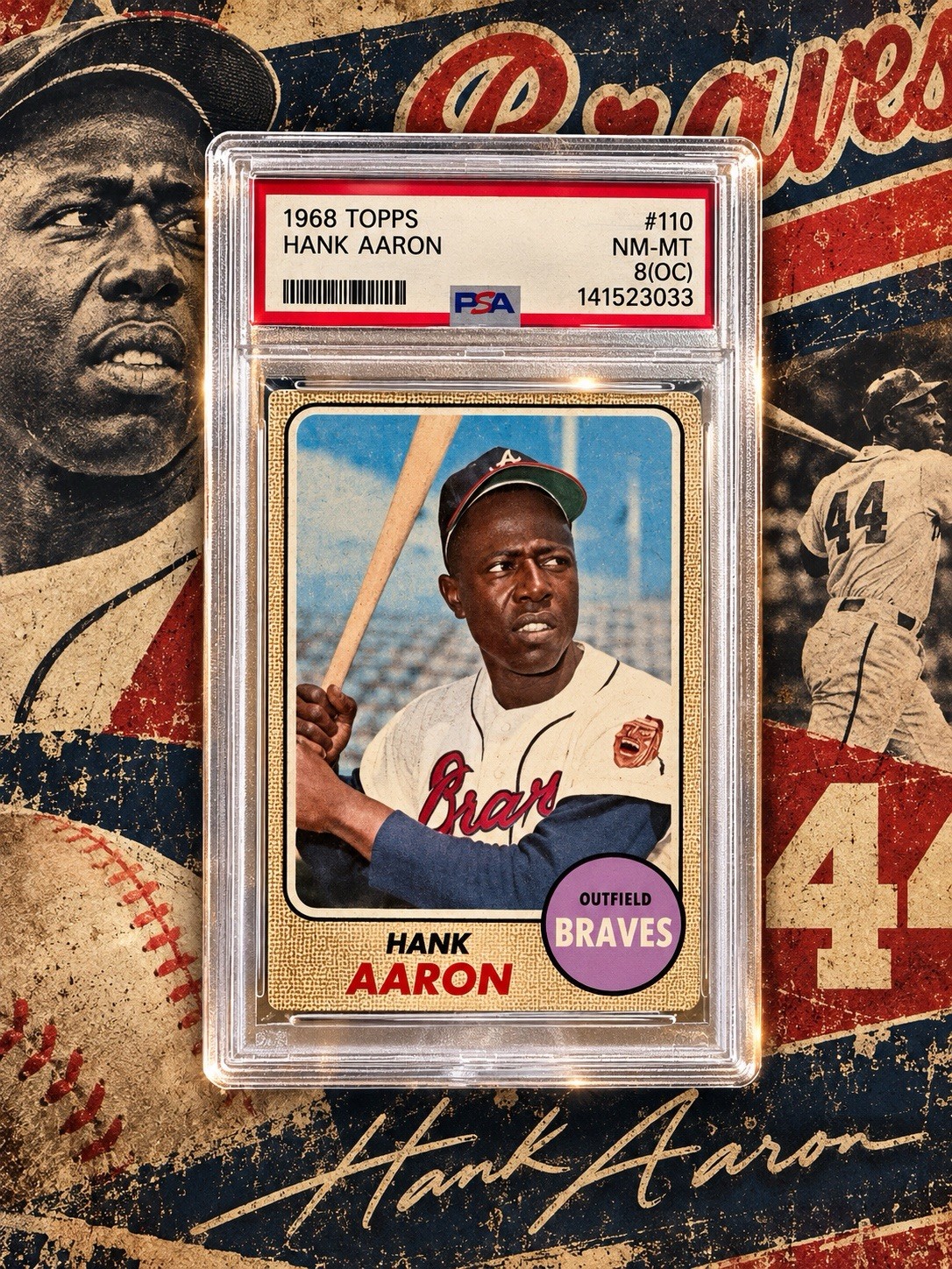 1968 Topps Hank Aaron #110 PSA 8 Atlanta Braves Baseball Card - must sell! 🔥