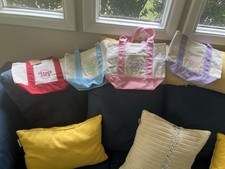 Trade Joe's Mini Pastel Canvas Tote Bags. Set 4 Spring Colors  Limited Edition 