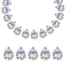 50 Pcs 8x10mm Faceted Teardrop Crystal Beads, Glowing Green