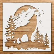 Majestic Wolf Running Wildlife Decor Stencil for Nature - Inspired Art - Stenci…
