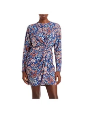 AQUA Womens  Long Sleeve Mini Party Sheath Dress