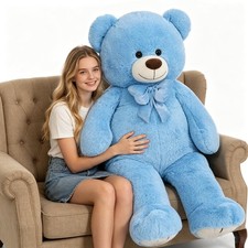 MaoGoLan Giant 47" Teddy Bear Stuffed Animal, Cuddly Large Blue Teddy Bear Pl...