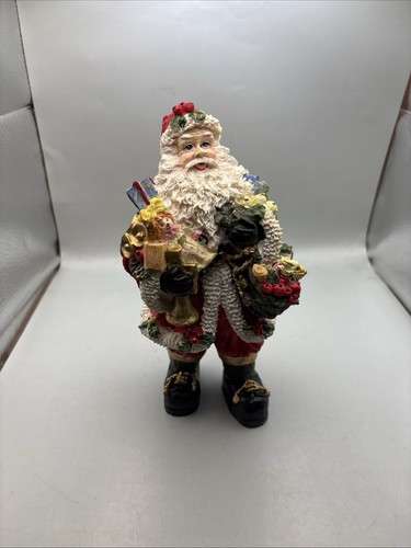 Vintage Resin Santa Claus Christmas Holidays Gifts Toys Doll Teddy Bear 8.5" - Picture 4 of 7