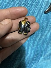 Black and Gold Elephant Pendant Charm
