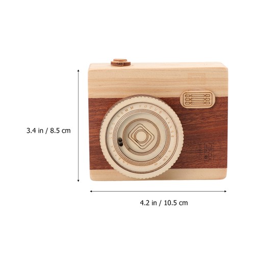 Creative Music Box Gift Wooden Desktop Ornament Camera Shape Music Box Square - Imagen 4 de 12