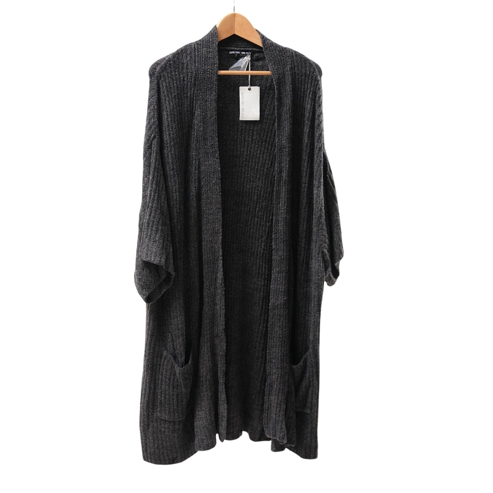 Barefoot Dreams CozyChic Lite Ribbed Knit Cardigan Gray Womens 3X Sweater NWT