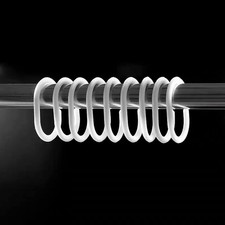 24Pack Strong Shower Curtain Rings Hooks Bathroom Plastic Pole Rail Guide Hanger