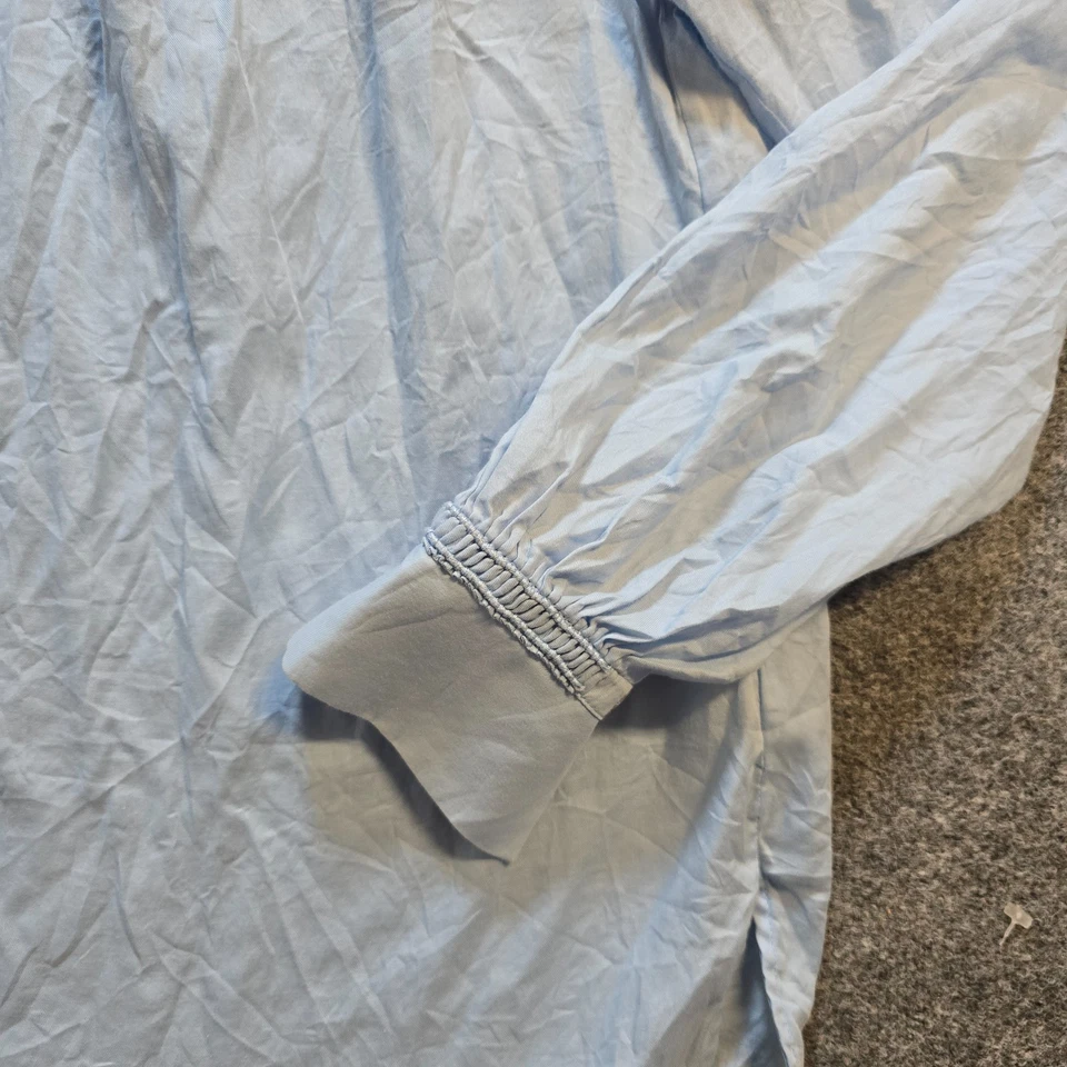 Vince Top Mujer Talla Pequeña Azul Abotonado Algodón Ligero Cápsula Informal Foto 4 de 4