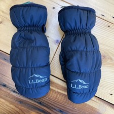 L.L. Bean Kids Puffer Mittens XS BLACK Waterproof Windproof Insulated Grippy Pal