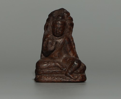 Real Nice Tibet 1800s Old Antique Buddhist Clay Tsa Tsa Buddha Statue Nagarjuna
