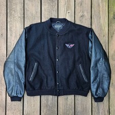 Vintage Golden Bear CORVETTE Varsity Jacket Leather/Wool Black Sz XL Made In USA