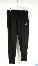 Puma Black Track Pants Tapered Running Joggers Athletic Way 1 Size L