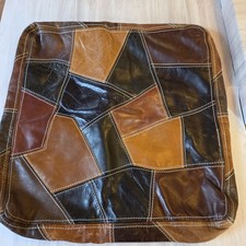 Vintage Leather Patchwork Throw Pillow Full Z...