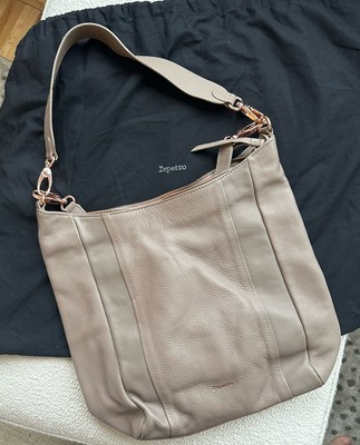 Repetto taupe Leather Women's shoulder bag with dust bag pink lining 