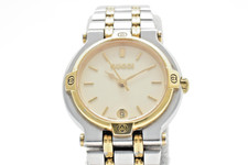 Vintage GUCCI 9000L Gold Ivory Dial Date Quartz Women's Watch From JAPAN