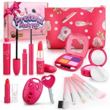 Woumserta Toddler Girl Toys, Pretend Makeup Kit for Girls Child-size, Red
