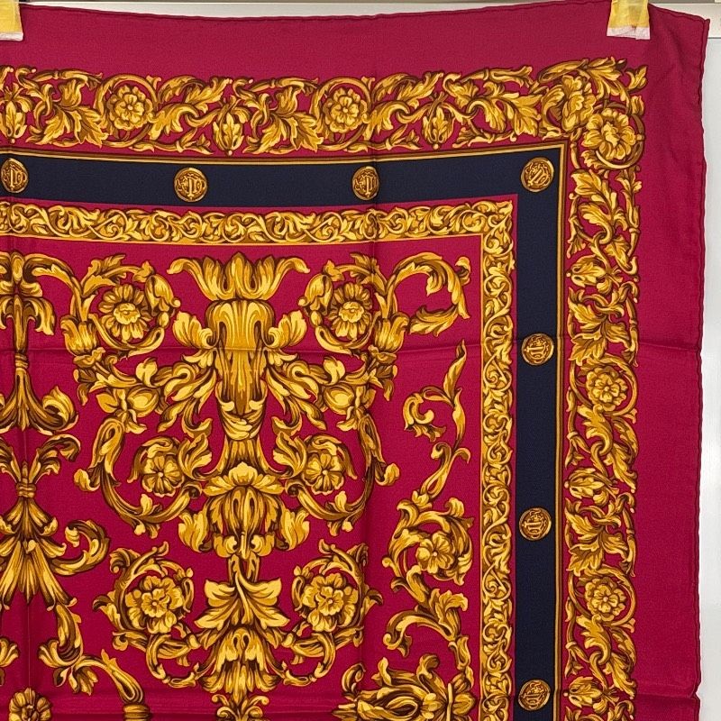 Christian Dior Silk Square Scarf Red/Gold 34.3 in Pre owned thumbnail 4