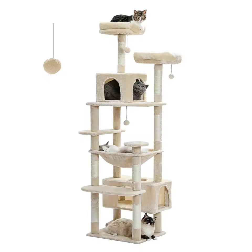 Arbre à chat 164 cm multi-niveaux idéal pour l'animation du salon et le repos