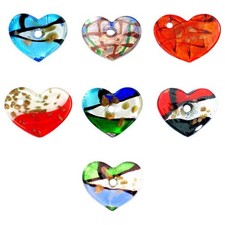 Handmade Lampwork Glass Heart Donut Pendants - 7 Styles